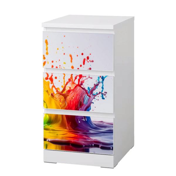 Möbelfolie passend für IKEA Malm Kommode Farbkleckse Splash Schrankfolie - Sunnywall - Individualität trifft Design