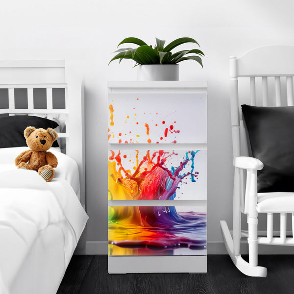 Möbelfolie passend für IKEA Malm Kommode Farbkleckse Splash Schrankfolie - Sunnywall - Individualität trifft Design