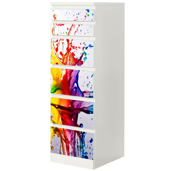 Möbelfolie passend für IKEA Malm Kommode Farbkleckse Splash Schrankfolie - Sunnywall - Individualität trifft Design