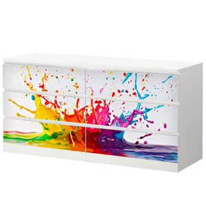 Möbelfolie passend für IKEA Malm Kommode Farbkleckse Splash Schrankfolie - Sunnywall - Individualität trifft Design