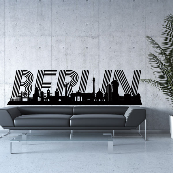 Wandtattoo Skyline Schriftzug Stadt BERLIN Deutschland Germany Panorama - Sunnywall - Individualität trifft Design