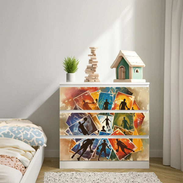 Möbelfolie passend für IKEA Malm Kommode Basketball Schrankfolie - Sunnywall - Individualität trifft Design