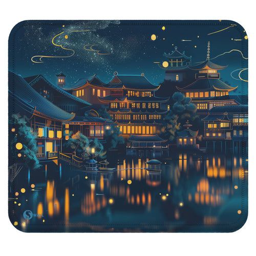 Gaming Mauspad XXL Chinesischer Tempel bei Nacht PREMIUM-DICKE 4 MM