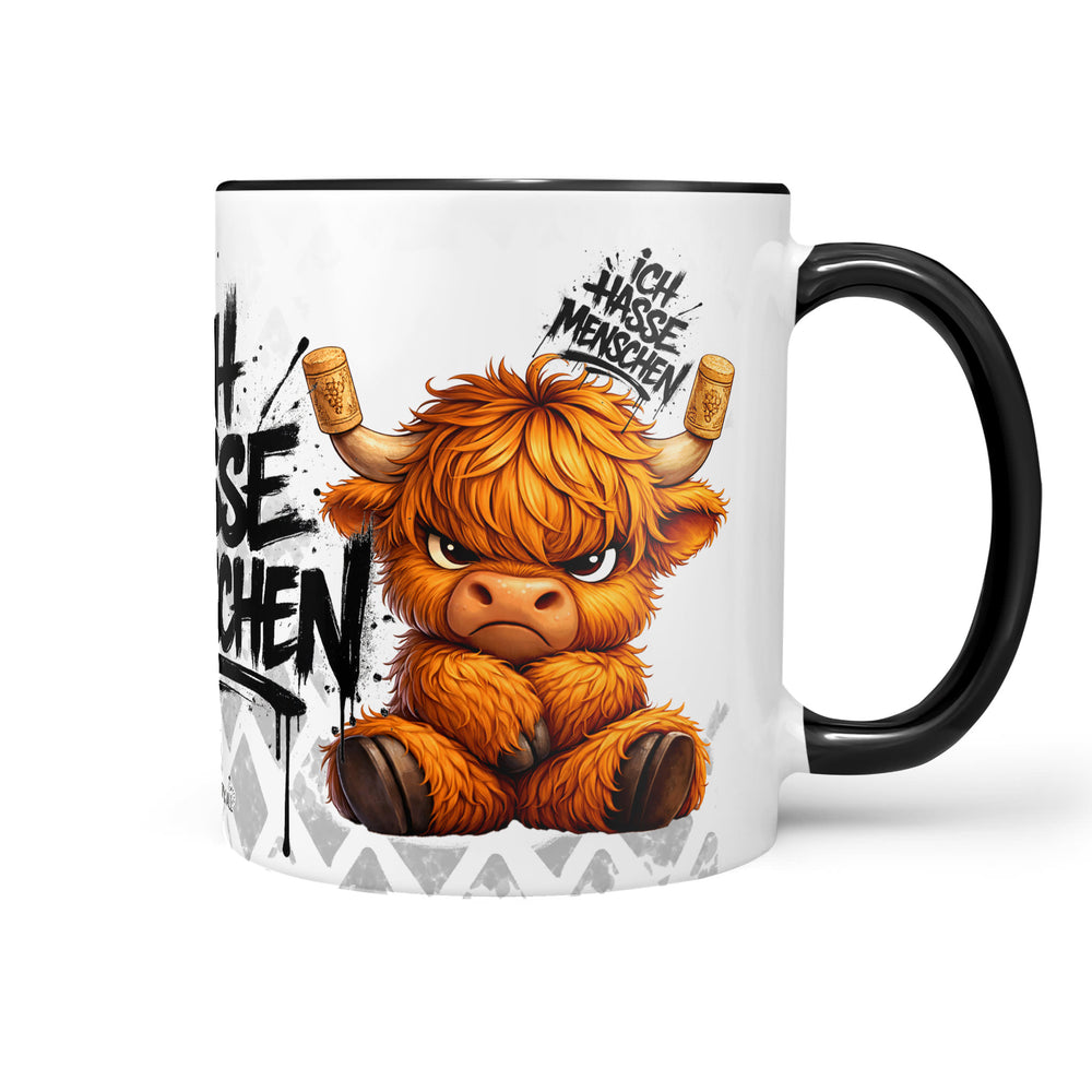 Highland Kuh Ich hasse Menschen Tasse