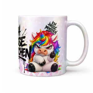 Ich hasse Menschen Einhorn Kaffeetasse Perlmutt