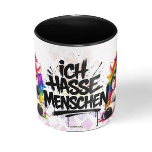 Ich hasse Menschen Einhorn Kaffeetasse schwarz