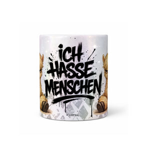 Ich hasse Menschen Alpaka Tasse Perlmutt Seite