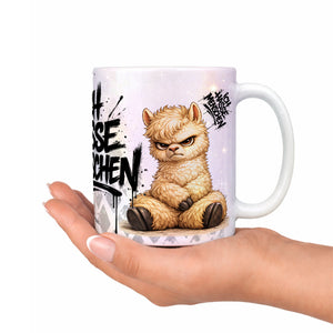 Ich hasse Menschen Alpaka Tasse Perlmutt Deko