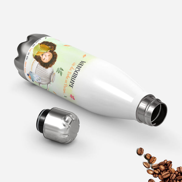 Thermosflasche 500 ml – Igel & Tee | Die Ruhe in Person mit Wunschname - Sunnywall - Individualität trifft Design