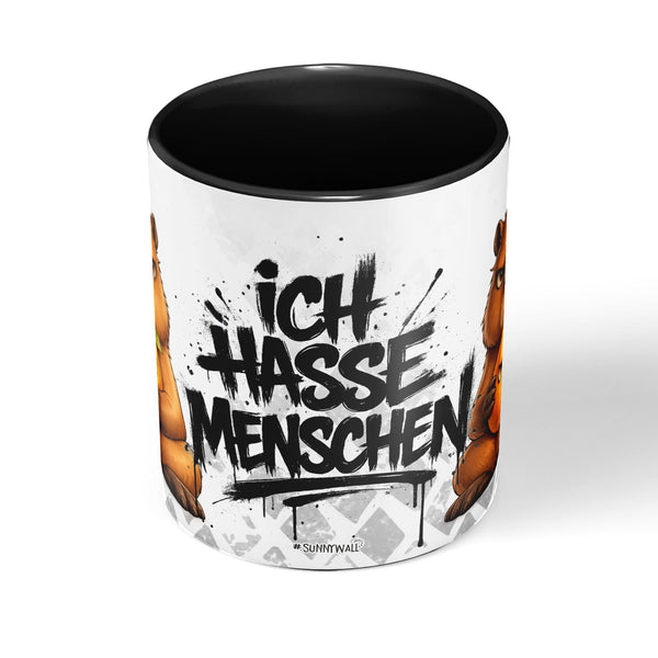 Capybara Ich hasse Menschen Tasse schwarz Seitenansicht