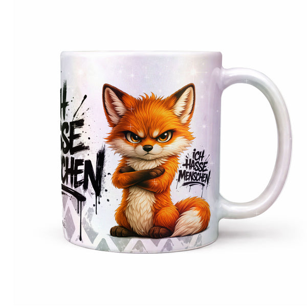 Fuchs Ich hasse Menschen Tasse Perlmutt  Haupt