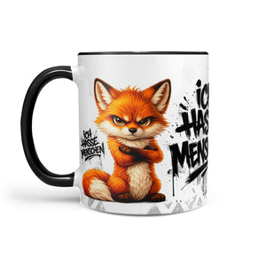 Fuchs Ich hasse Menschen Tasse schwarz Links