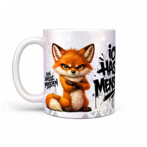 Fuchs Ich hasse Menschen Tasse Perlmutt  Links