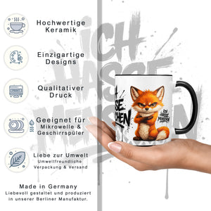 Fuchs Ich hasse Menschen Tasse schwarz Datenblatt