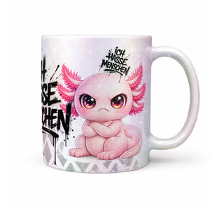 Axolotl Ich hasse Menschen Tasse Perlmutt Produktbild