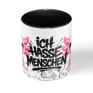 Axolotl Ich hasse Menschen Tasse schwarz Mitte