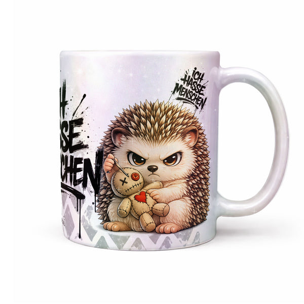 Igel Ich hasse Menschen Tasse Perlmutt Produktbild