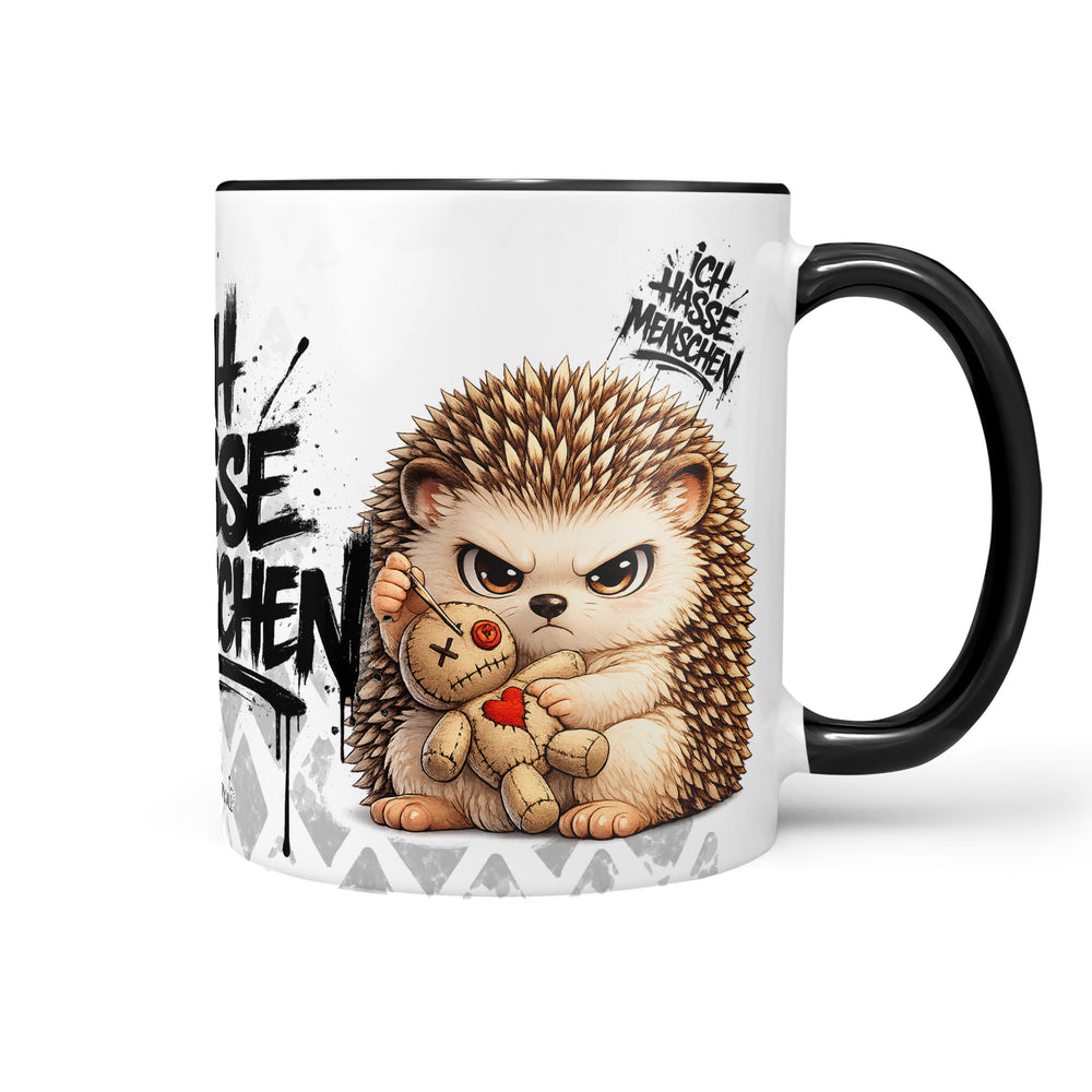 Igel Ich hasse Menschen Tasse schwarz Produktbild