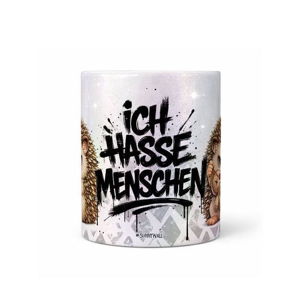 Igel Ich hasse Menschen Tasse Perlmutt Mitte