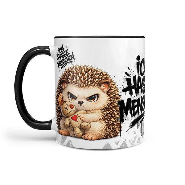 Igel Ich hasse Menschen Tasse schwarz Links