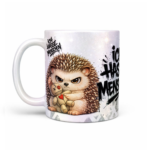 Igel Ich hasse Menschen Tasse Perlmutt Links