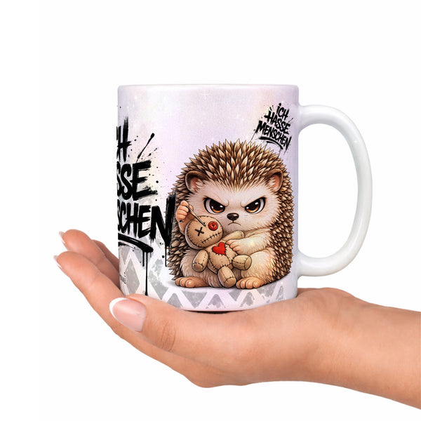 Igel Ich hasse Menschen Tasse Perlmutt Deko
