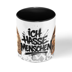 Igel Ich hasse Menschen Tasse schwarz Mitte