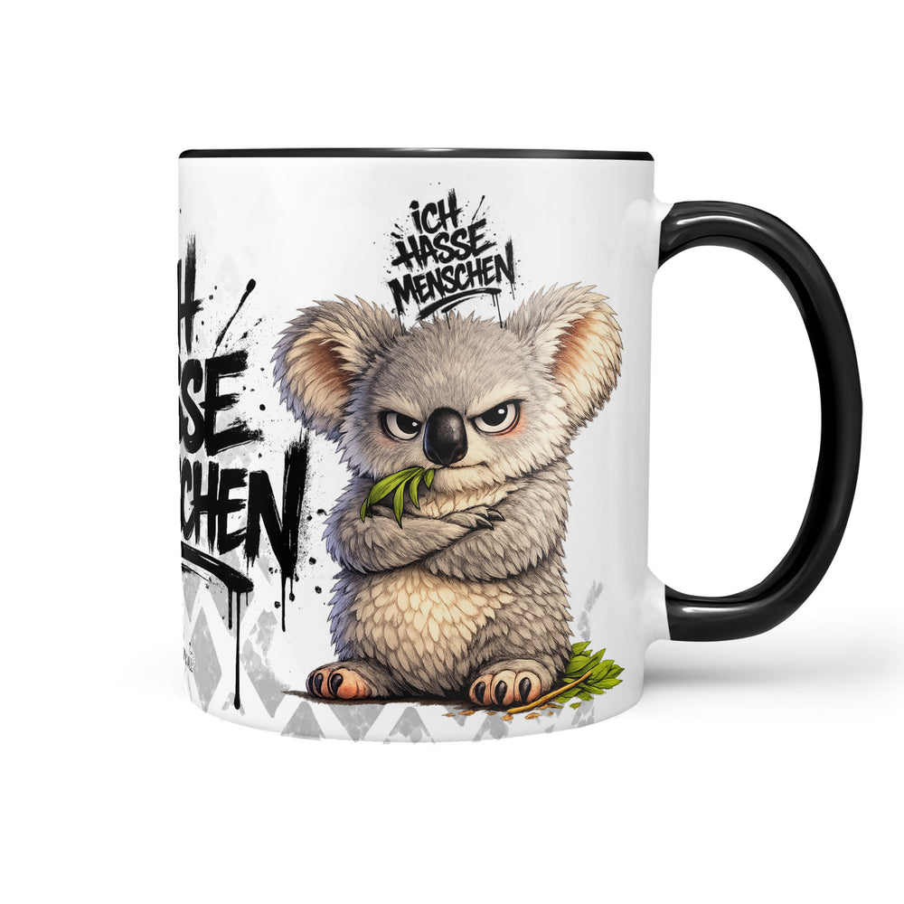 Koala Ich hasse Menschen Tasse schwarz Produktbild