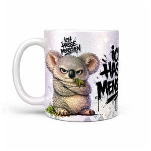 Koala Ich hasse Menschen Tasse Perlmutt Links
