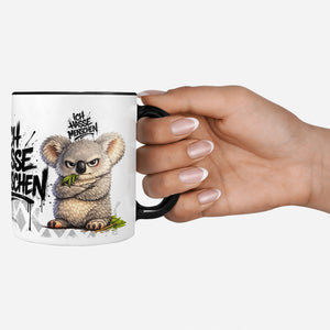 Koala Ich hasse Menschen Tasse schwarz Deko