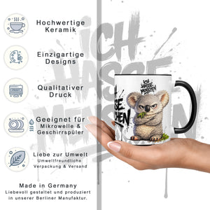 Koala Ich hasse Menschen Tasse schwarz Datenblatt