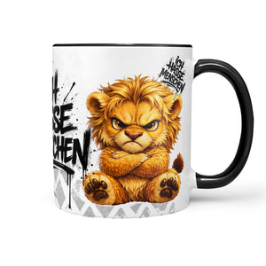 Löwe Ich hasse Menschen Tasse Schwarz Produktbild