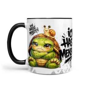 Schildkröte mit Schnecke Ich hasse Menschen Tasse Schwarz Links