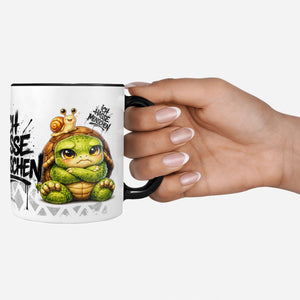 Schildkröte mit Schnecke Ich hasse Menschen Tasse Schwarz Deko