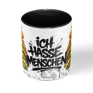 Schildkröte mit Schnecke Ich hasse Menschen Tasse Schwarz Mitte