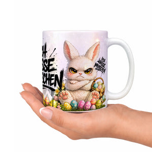 Osterhase Ich hasse Menschen Tasse Perlmutt Dekoration