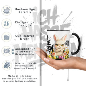 Osterhase Ich hasse Menschen Tasse Schwarz Datenblatt