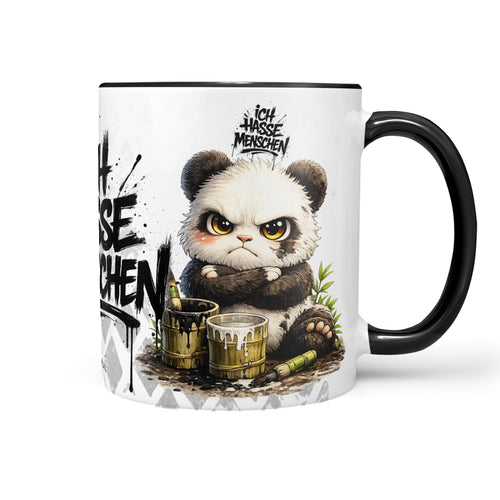 Panda Ich hasse Menschen Tasse Schwarz Produktbild