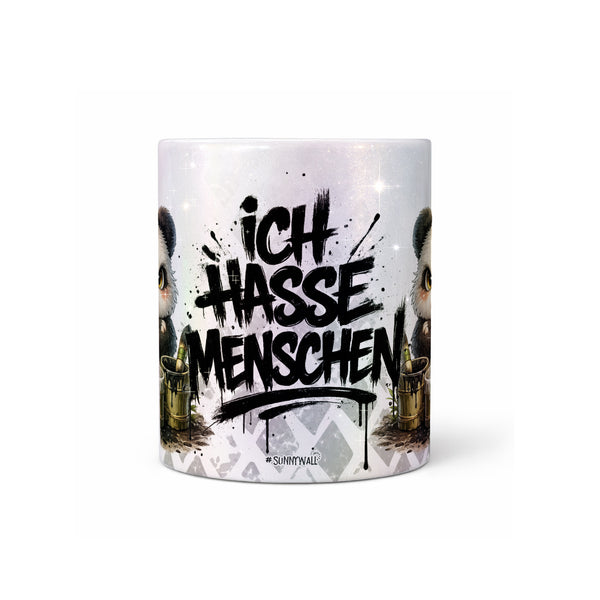 Panda Ich hasse Menschen Tasse Perlmutt Seitenansicht
