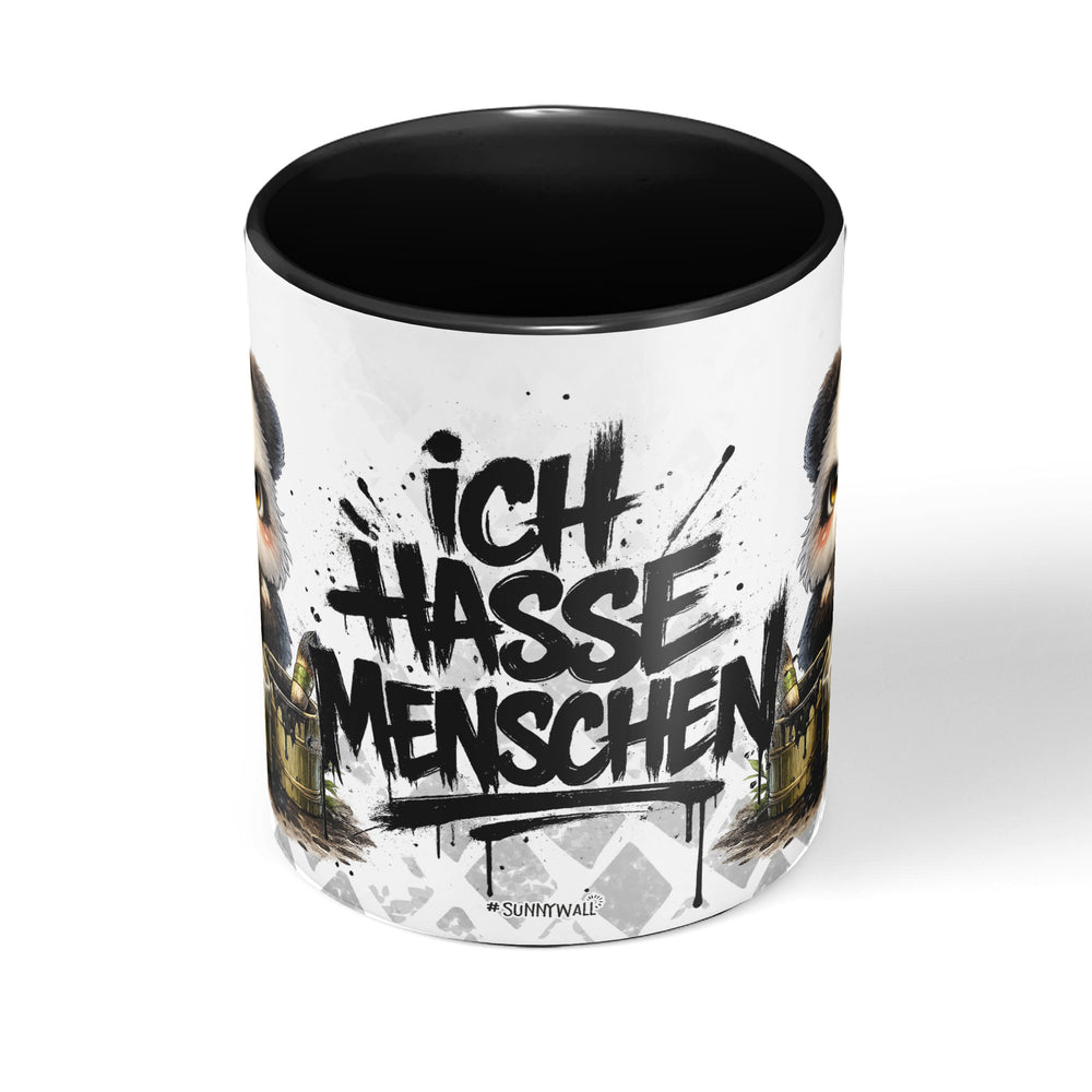 Panda Ich hasse Menschen Tasse Schwarz Produktbild