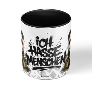 Panda Ich hasse Menschen Tasse Schwarz Seitenansicht