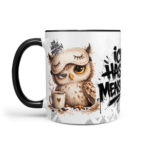 Eule Ich hasse Menschen Tasse Kaffeetasse Schwarz Links