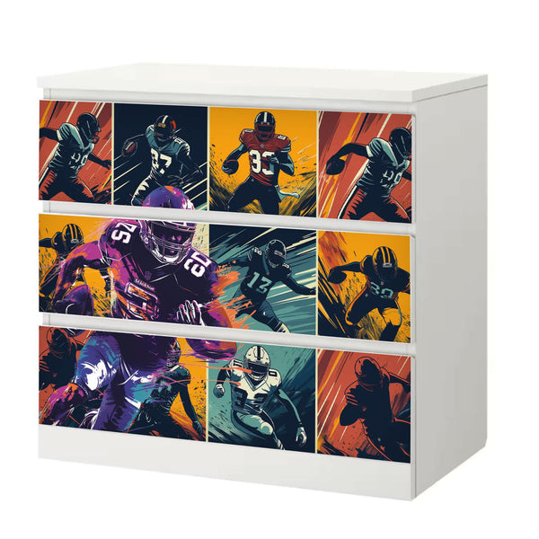 Möbelfolie passend für IKEA Malm Kommode American Football Schrankfolie - Sunnywall - Individualität trifft Design
