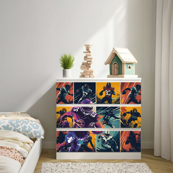 Möbelfolie passend für IKEA Malm Kommode American Football Schrankfolie - Sunnywall - Individualität trifft Design