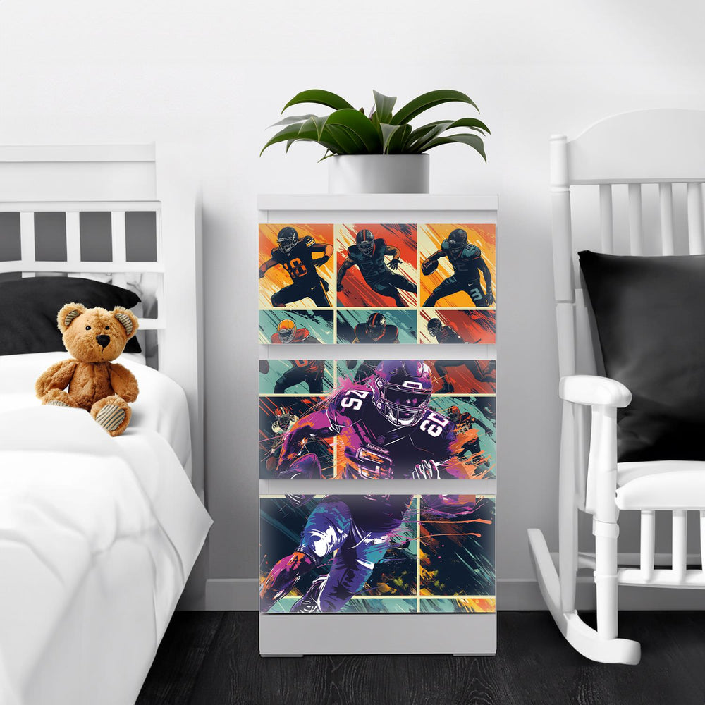 Möbelfolie passend für IKEA Malm Kommode American Football Schrankfolie - Sunnywall - Individualität trifft Design