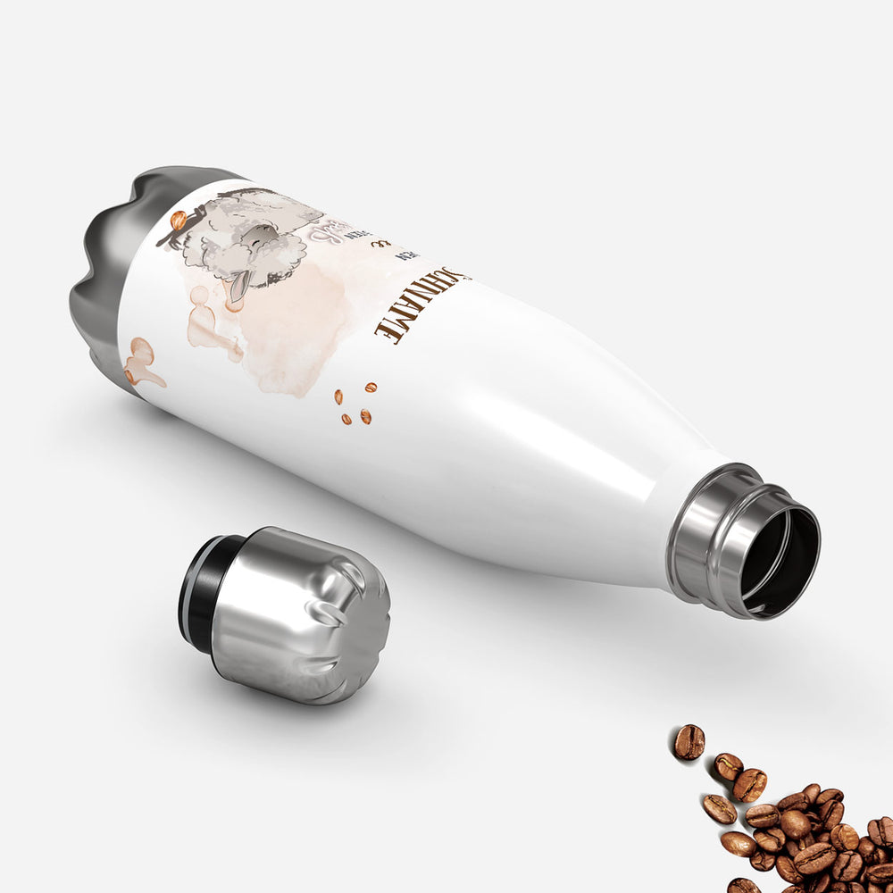 Thermosflasche 500 ml – Extra süßes Schaf & Kaffee mit Wunschname - Sunnywall - Individualität trifft Design