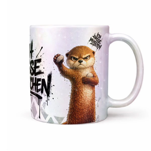 Otter Ich hasse Menschen Tasse Perlmutt Produktbild