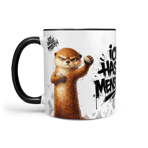 Otter Ich hasse Menschen Tasse Schwarz Links