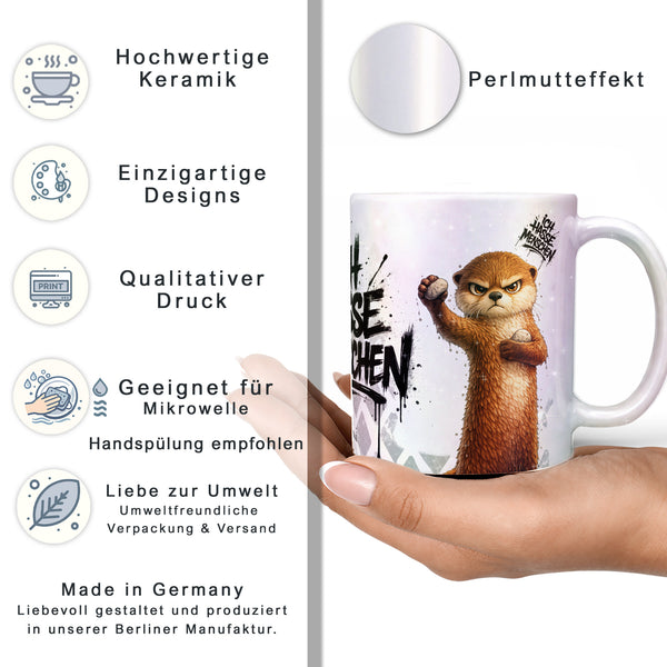 Otter Ich hasse Menschen Tasse Perlmutt Datenblatt