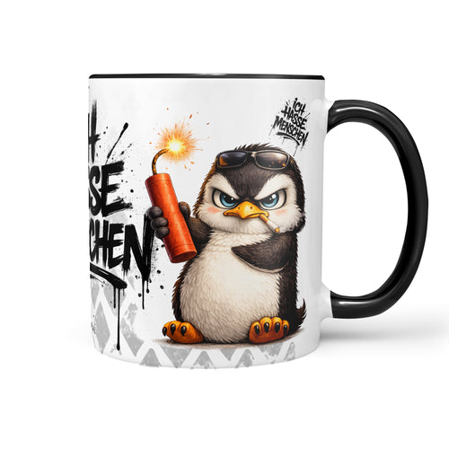 Pinguin Dynamit Ich hasse Menschen Schwarz Produktbild